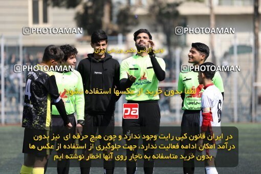 2221198, تهران, ایران, لیگ دسته دوم فوتبال نونهالان تهران، فصل ۱۴۰۳-۱۴۰۲، دور رفت، هفته سوم، 1402/12/12، ورزشگاه بهار عبدل آباد، فولاد گستر ۱ - ۰ اهورا پارسه نوین