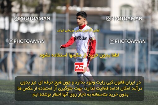 2221237, تهران, ایران, لیگ دسته دوم فوتبال نونهالان تهران، فصل ۱۴۰۳-۱۴۰۲، دور رفت، هفته سوم، 1402/12/12، ورزشگاه بهار عبدل آباد، فولاد گستر ۱ - ۰ اهورا پارسه نوین