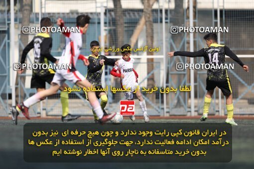 2221277, تهران, ایران, لیگ دسته دوم فوتبال نونهالان تهران، فصل ۱۴۰۳-۱۴۰۲، دور رفت، هفته سوم، 1402/12/12، ورزشگاه بهار عبدل آباد، فولاد گستر ۱ - ۰ اهورا پارسه نوین
