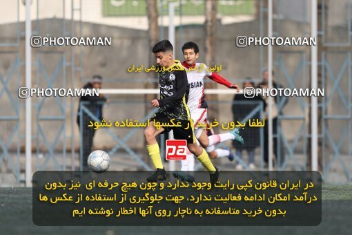 2221279, تهران, ایران, لیگ دسته دوم فوتبال نونهالان تهران، فصل ۱۴۰۳-۱۴۰۲، دور رفت، هفته سوم، 1402/12/12، ورزشگاه بهار عبدل آباد، فولاد گستر ۱ - ۰ اهورا پارسه نوین